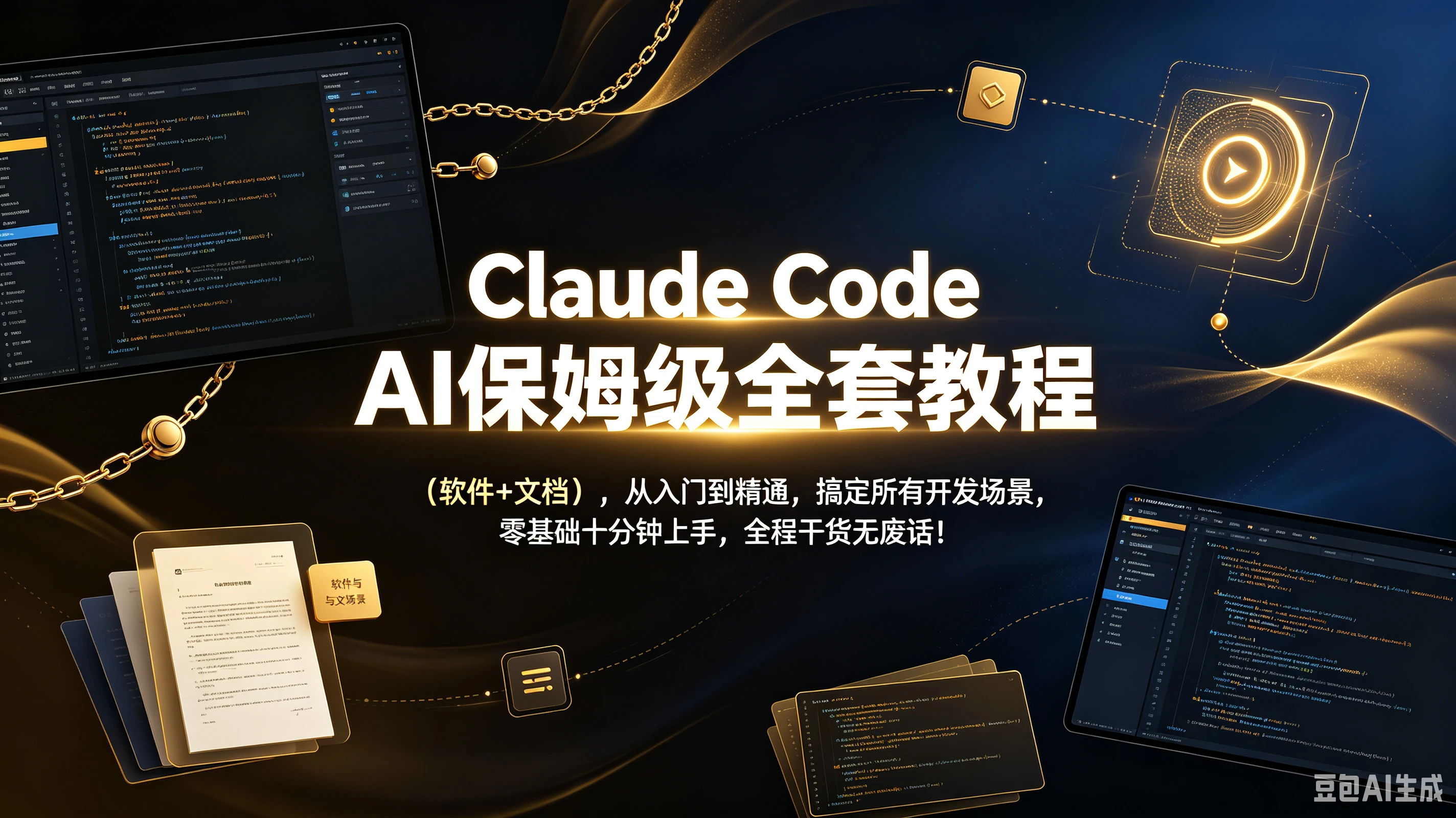 【精】Claude Code保姆级全套教程(软件+文档),从入门到精通,搞定所有开发场景,零基础十分钟上手,全程干货无废话!-优优云网创