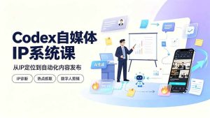 （19258期）Codex自媒体IP系统课：IP诊断/热点抓取/IP蒸馏 Skill，爆款复刻数字人多平台自动发布教程-优优云网创