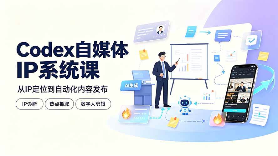 (19258期)Codex自媒体IP系统课:IP诊断/热点抓取/IP蒸馏 Skill,爆款复刻数字人多平台自动发布教程 (19258期)Codex自媒体IP系统课:IP诊断/热点抓取/IP蒸馏 Skill,爆款复刻数字人多平台自动发布教程
