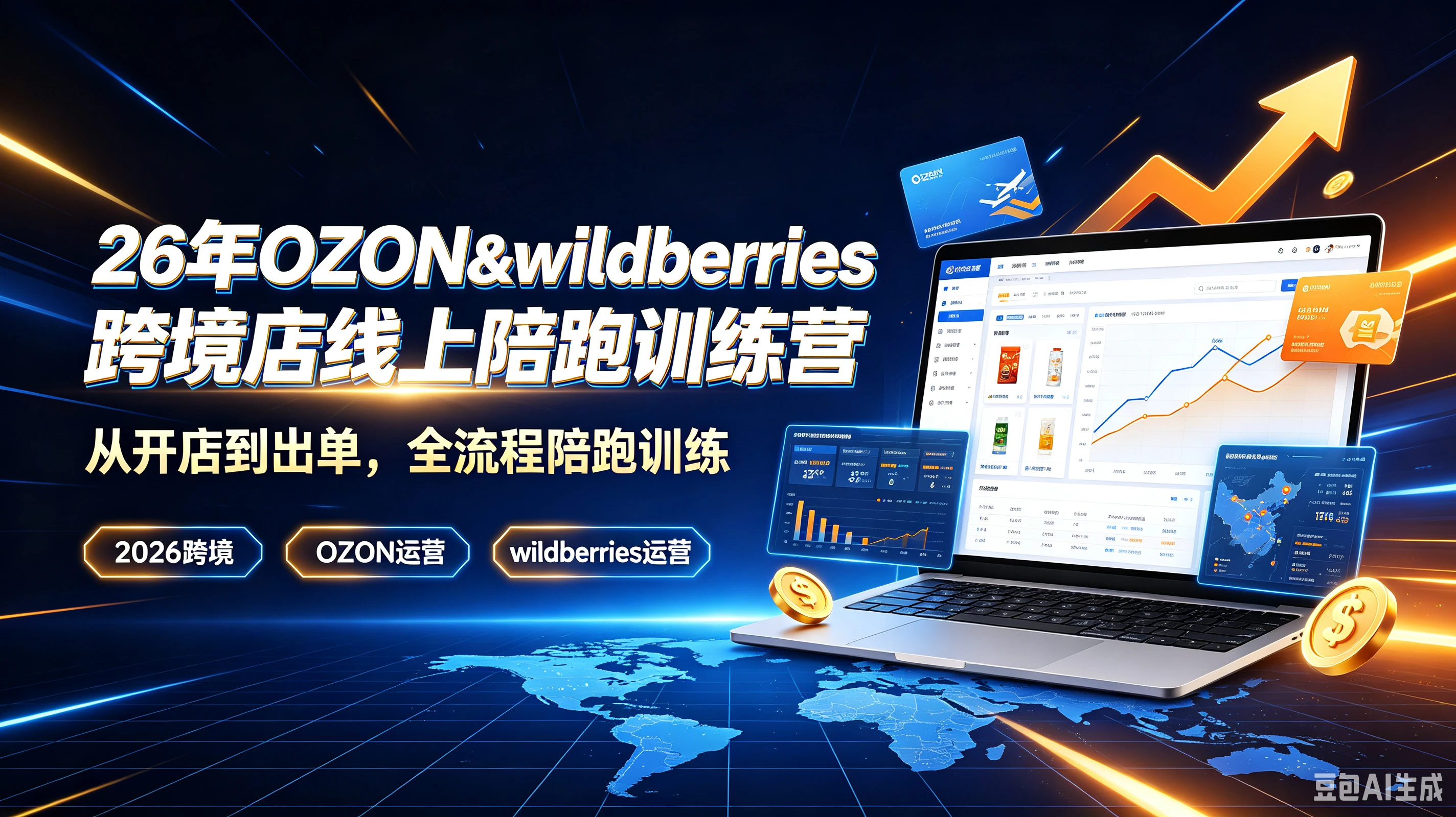 【精】26年OZON&wildberries跨境店线上陪跑训练营，从开店到出单，全流程陪跑训练，2026跨境、OZON运营、wildberries运营-优优云网创