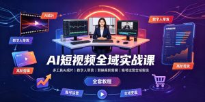 AI短视频全域实战课|多工具AI成片、数字人带货、剪映高阶剪辑、账号运营全域变现全套教程-优优云网创