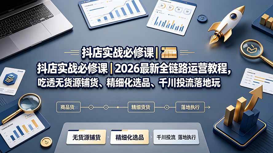（19549期）抖店实战必修课｜2026最新全链路运营教程，吃透无货源铺货、精细化选品、千川投流落地玩法-优优云网创