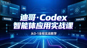 【精】迪哥·Codex智能体应用实战课 从安装配置到智能体小镇架构,涵盖视频创作/数字人/办公提效全技能-优优云网创