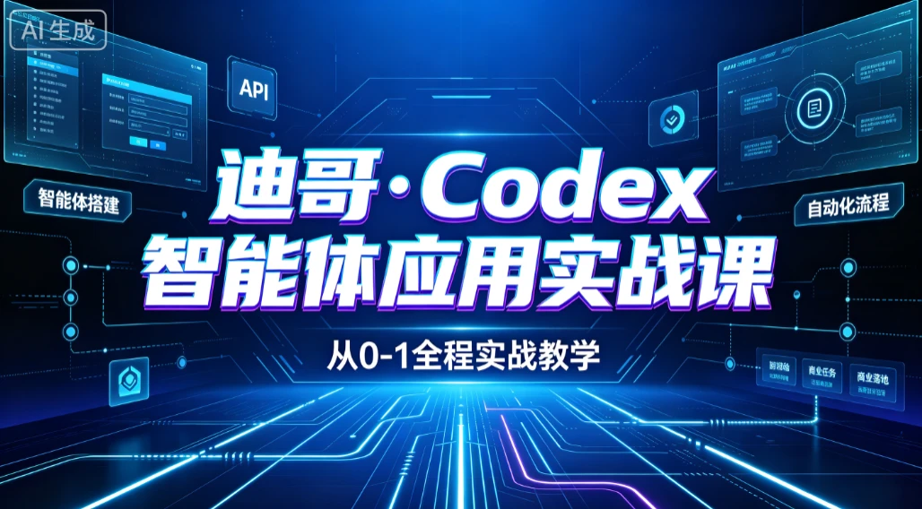 【精】迪哥·Codex智能体应用实战课 从安装配置到智能体小镇架构,涵盖视频创作/数字人/办公提效全技能-优优云网创
