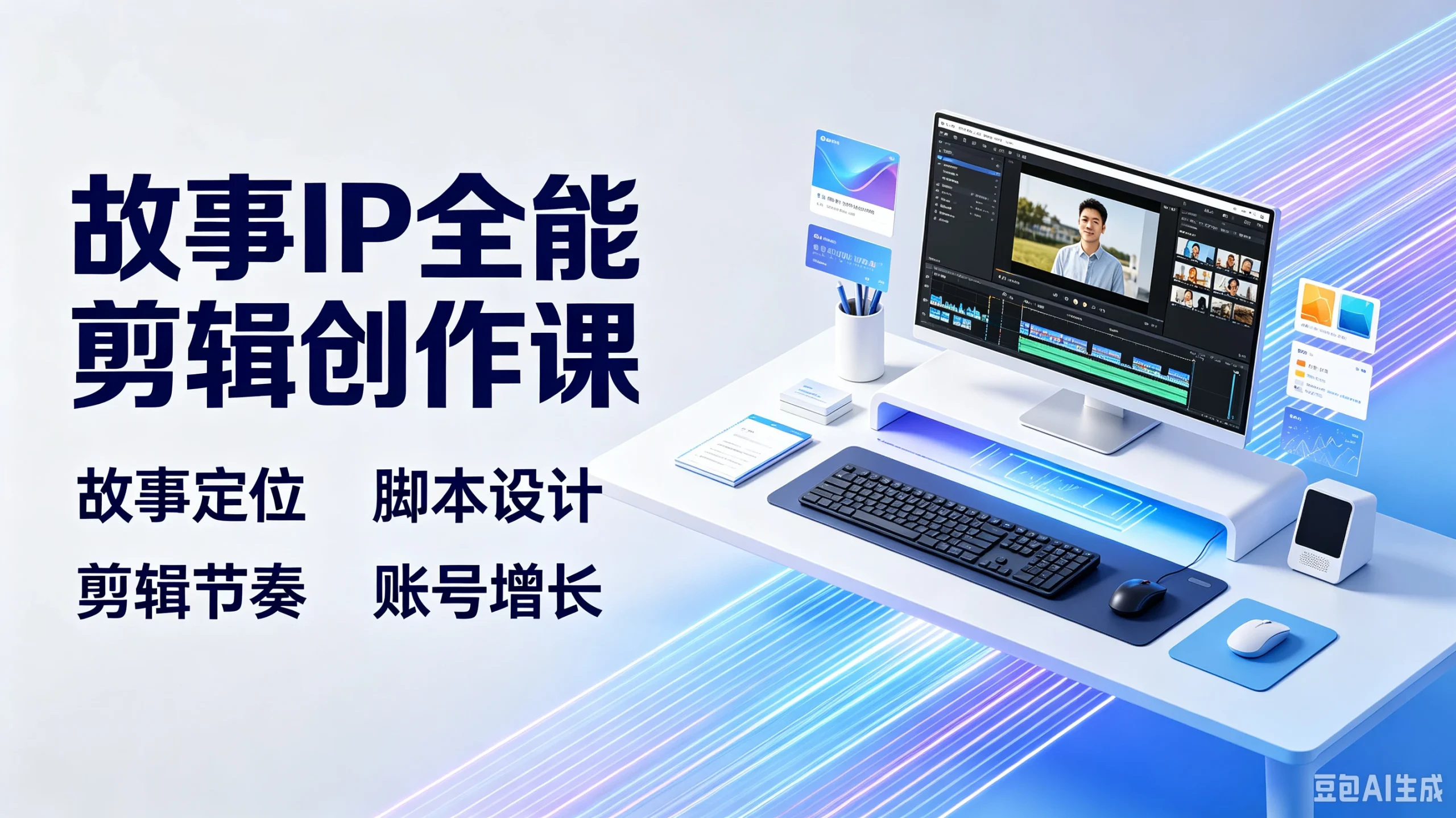 【精】故事IP全能剪辑创作课，故事定位、脚本设计、剪辑节奏、账号增长-啥好玩副业网