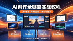 (19247期)AI创作全链路实战教程|万字手册·提示词拆解·9节工作流课,打造稳定高质量AI视频作品-优优云网创