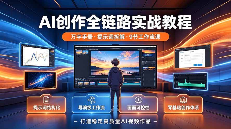 （19247期）AI创作全链路实战教程｜万字手册·提示词拆解·9节工作流课，打造稳定高质量AI视频作品-优优云网创