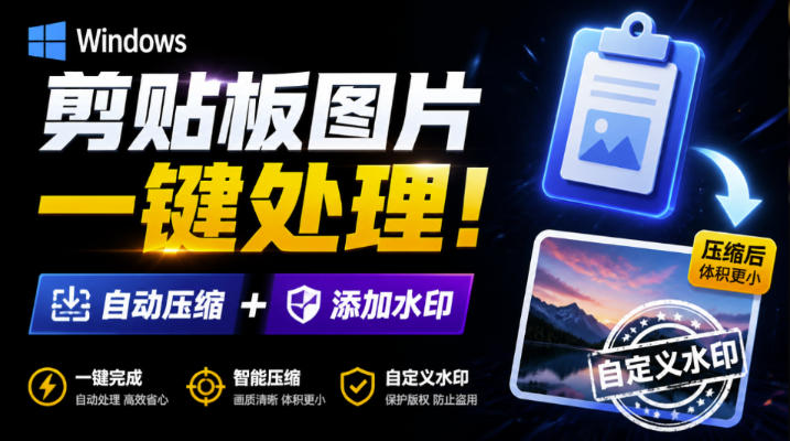 Windows剪贴板复制图片后,体积会暴涨数百倍?剪贴板图片一键自动压缩及添加水印工具-优优云网创