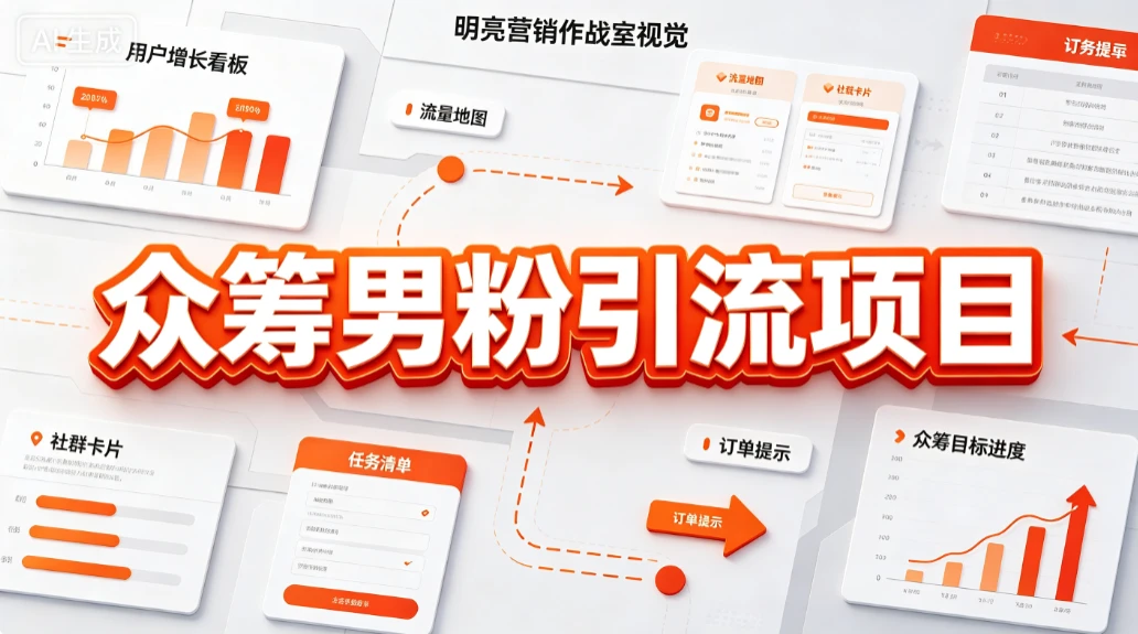 【精】众筹男粉引流项目,精准触达、社群承接、转化变现-优优云网创