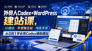 外贸人Codex+WordPress建站课，AI建站·外贸独立站·询盘承接，从0到1学会用Codex辅助建站（更新0810）-优优云网创