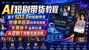 AI短剧带货教程,基于SD2.0的短剧带货,完播率超高的带货视频,无需抽卡品质拉满,从0到1完整实操流程-优优云网创