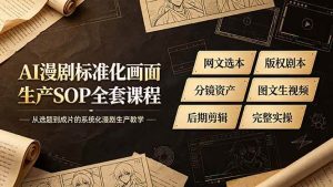 (19806期)AI漫剧标准化画面生产SOP全套课程-更新,网文选本版权剧本分镜资产全覆盖,图文生视频后期剪辑完整实操教学-优优云网创