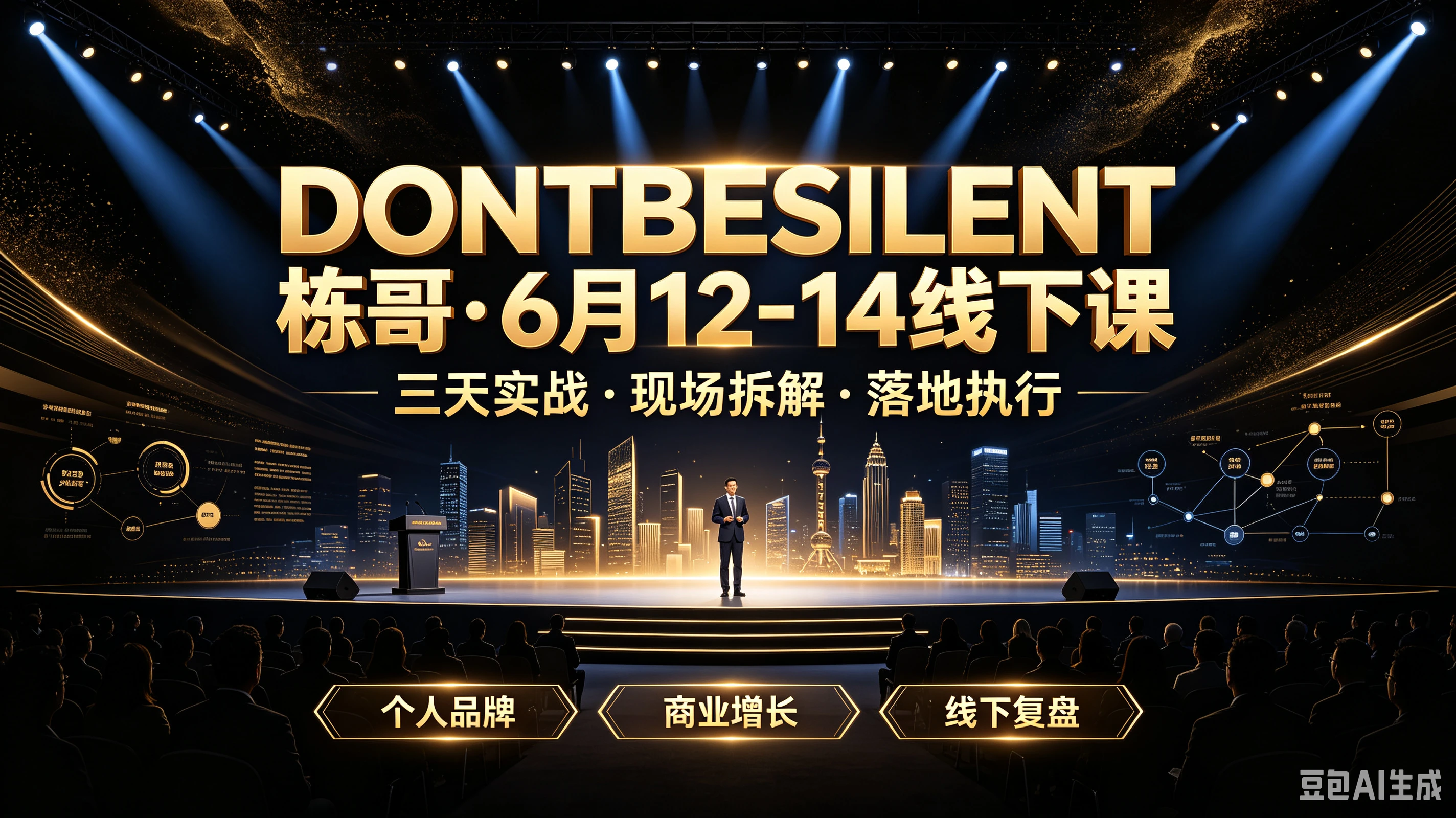【精】DONTBESILENT栋哥·6月12-14线下课三天实战·现场拆解·落地执行,个人品牌、商业增长、线下复盘-优优云网创