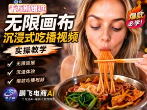保姆级教程｜用AI无线画布做沉浸式吃播，3步直接出片，无线画布工作流，操作简单好上手-优优云网创