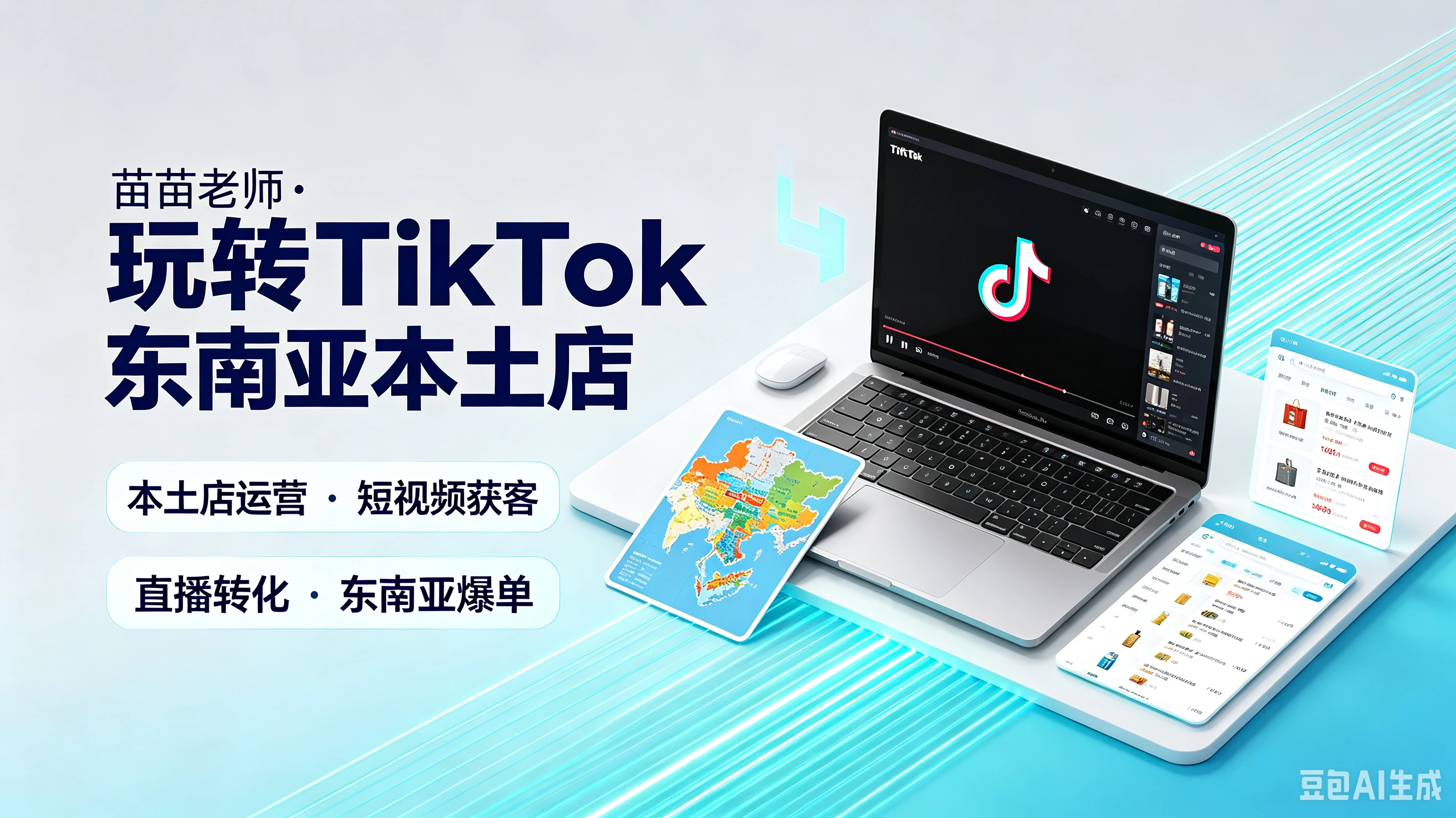 【精】苗苗老师·玩转TikTok东南亚本土店,本土店运营·短视频获客、直播转化·东南亚爆单-优优云网创