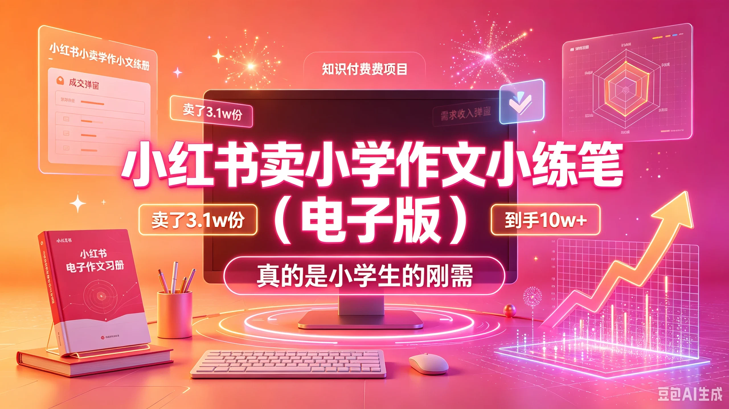 【精】小红书卖小学作文小练笔（电子版），卖了3.1w份，到手10w+，真的是小学生的刚需-免费资源