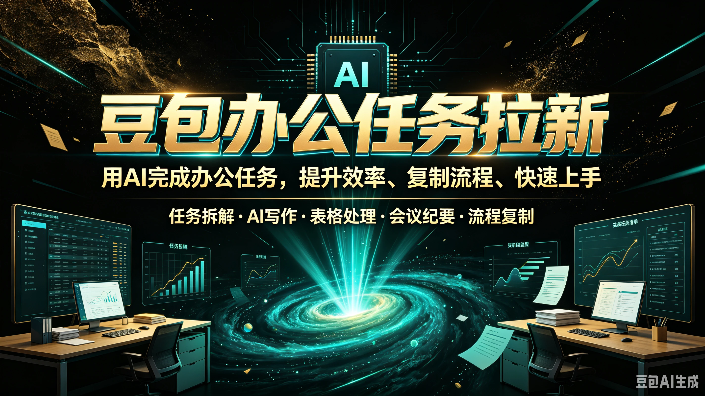 【精】豆包办公任务拉新，用AI完成办公任务，提升效率、复制流程、快速上手，任务拆解、AI写作、表格处理、会议纪要、流程复制-优优云网创