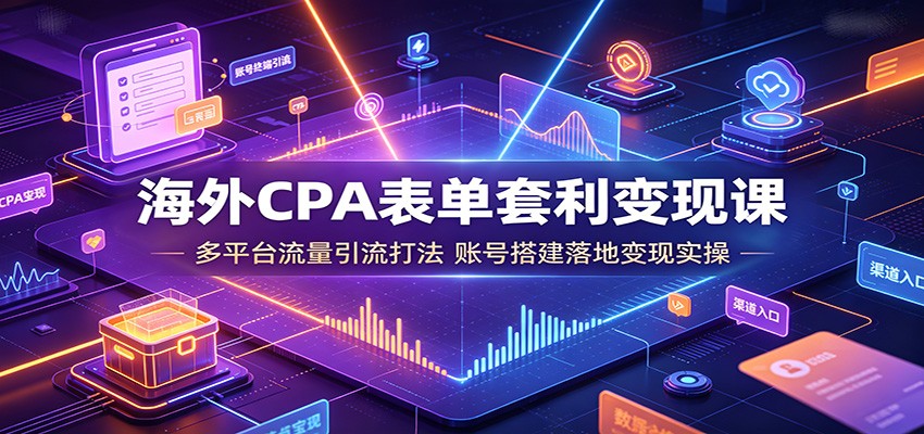 海外CPA表单套利变现课：多平台流量引流打法，账号搭建落地变现实操-优优云网创