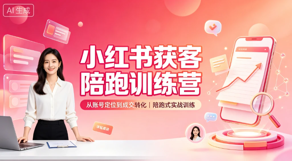 【精】小红书获客陪跑训练营,从账号定位到成交转化,陪跑式实战训练-优优云网创