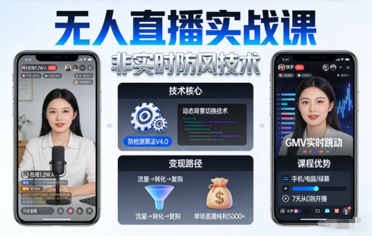 宝子哥无人直播实战课,非实时防风技术,聚焦抖音快手等平台直播带货,轻松开启直播变现之路(更新2026年08月06日)-优优云网创