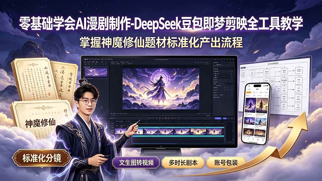（19263期）零基础学会AI漫剧制作-DeepSeek豆包即梦剪映全工具教学，掌握神魔修仙题材标准化产出流程-优优云网创