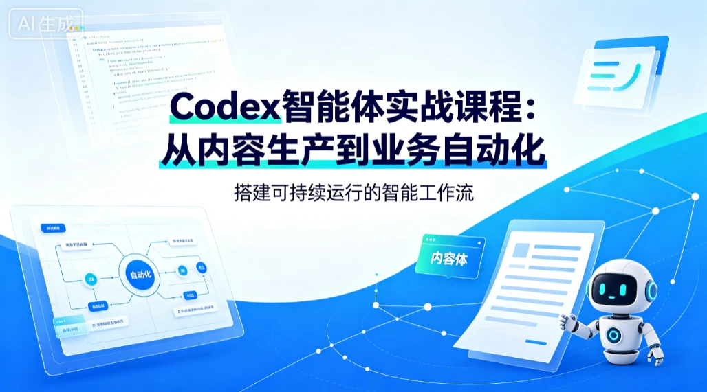 【精】Codex智能体实战课程：从内容生产到业务自动化，搭建可持续运行的智能工作流-优优云网创