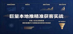 巨量本地推精准获客实战：来客入驻全流程搭建，搜索直播多计划模板高效抓取本地线索-优优云网创