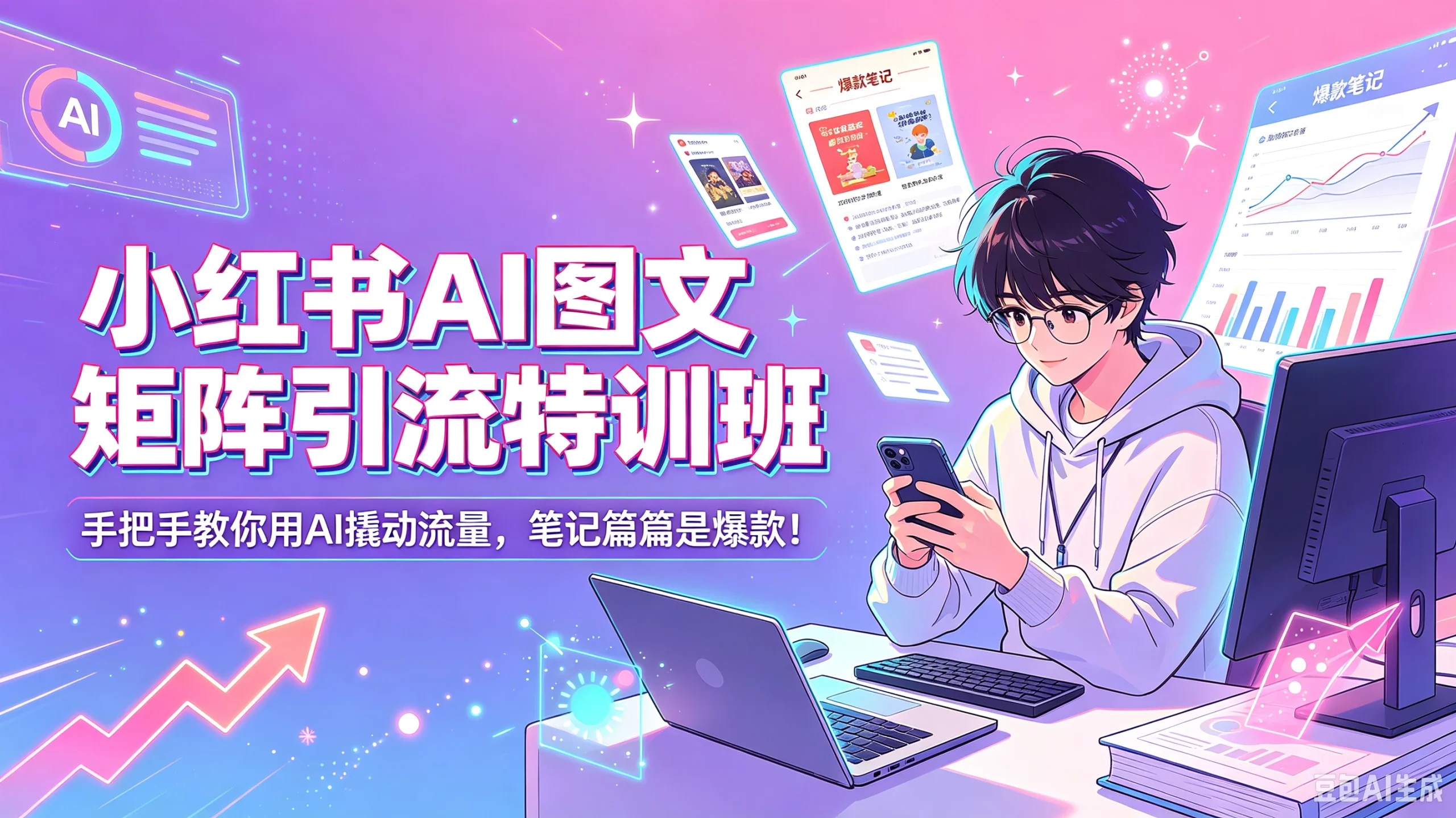 【精】小红书AI图文矩阵引流特训班| 手把手教你用AI撬动流量，笔记篇篇是爆款！-免费资源