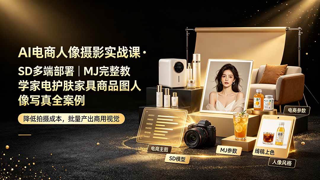 (19262期)AI电商人像摄影实战课·SD多端部署|MJ完整教学|家电护肤家具商品图人像写真全案例 (19262期)AI电商人像摄影实战课·SD多端部署|MJ完整教学|家电护肤家具商品图人像写真全案例