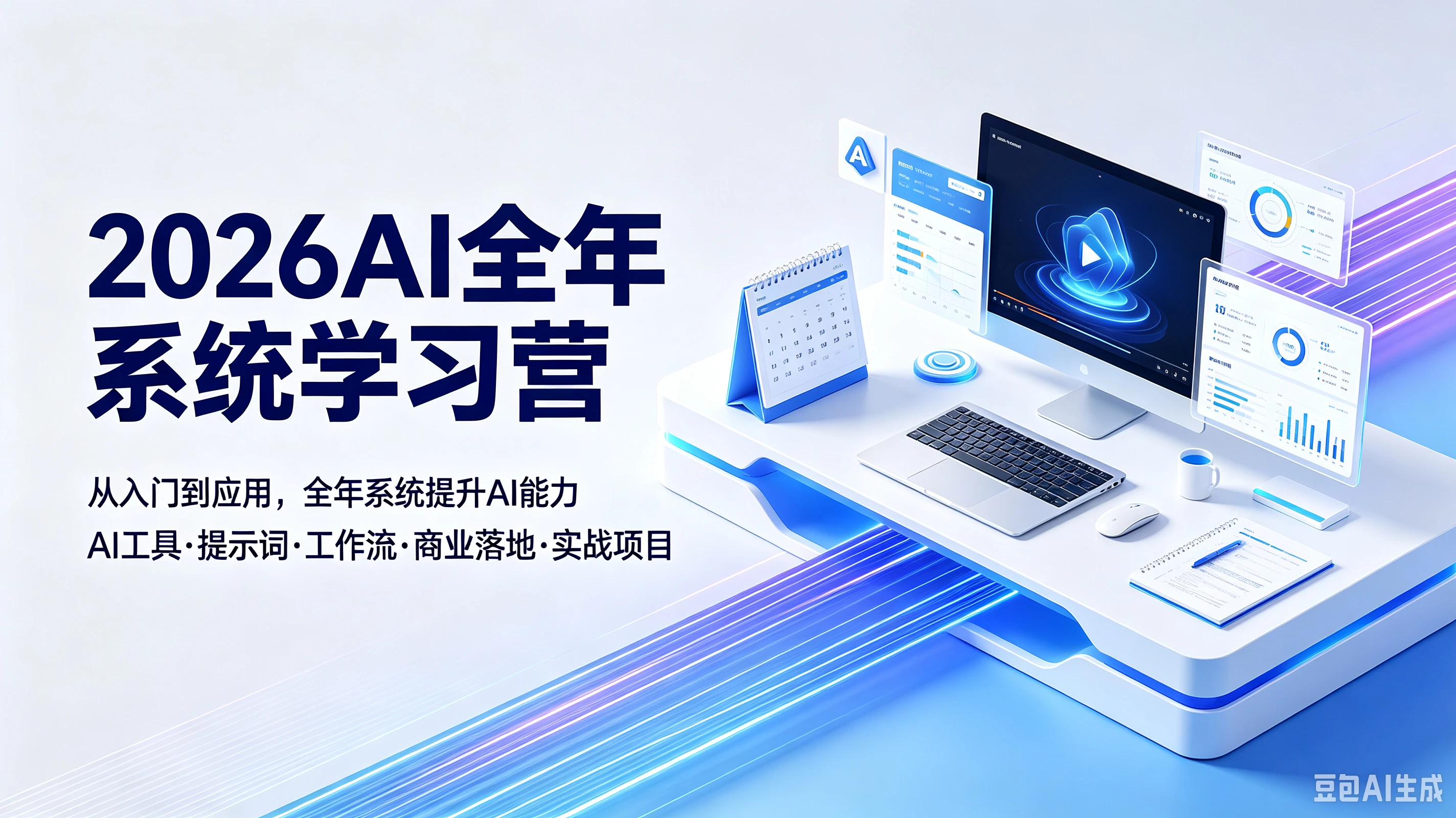 【精】2026AI全年系统学习营从入门到应用，全年系统提升AI能力AI工具·提示词·工作流·商业落地·实战项目-优优云网创