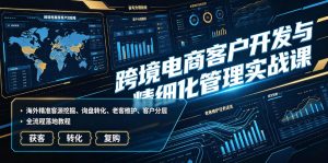 跨境电商客户开发与精细化管理实战课｜海外精准客源挖掘、询盘转化、老客维护、客户分层全流程落地教程-优优云网创