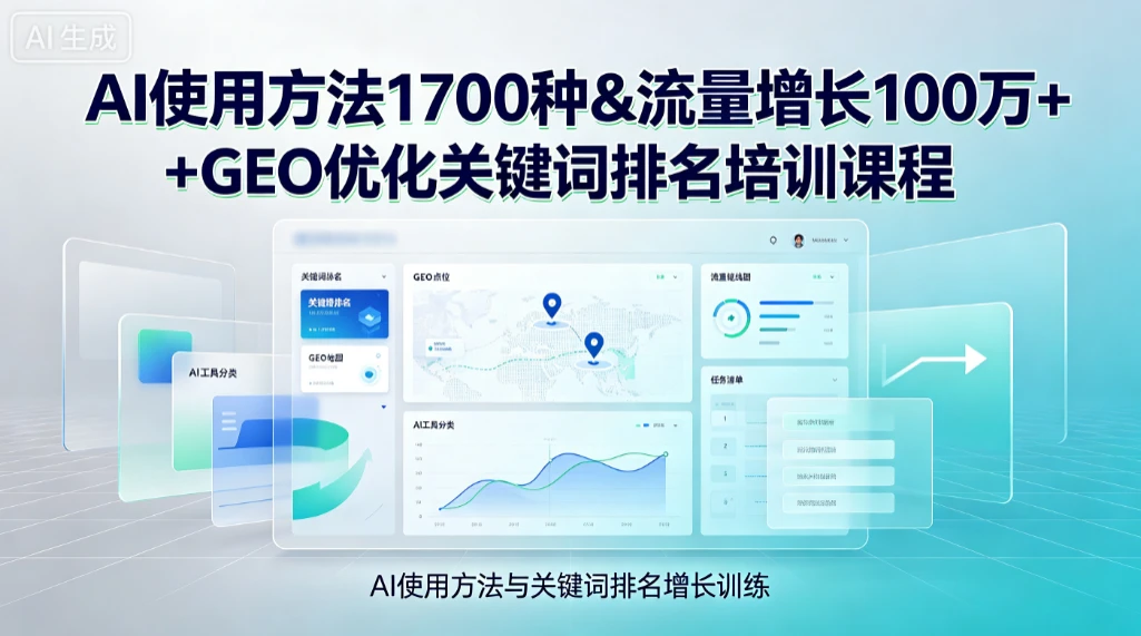 【精】Ai使用方法1700种&流量增长100万+GEO优化关键词排名培训课程-优优云网创