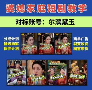 婆媳家庭AI短剧全套教学丨起号快,热门吸引女性粉丝,商单广告、橱窗带货、收徒裂变、伙伴分成等-优优云网创