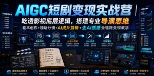 AIGC短剧变现实战营|吃透影视底层逻辑,搭建专业导演思维,剧本创作+视听分镜+AI成片剪辑+去AI质感全链路变现教学-优优云网创
