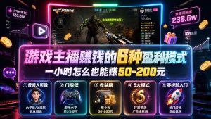 （19627期）付费文章：游戏主播赚钱的6种盈利模式，一小时怎么也能赚50-200元-优优云网创