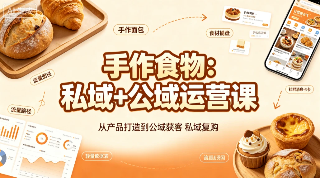 【精】手作食物:私域+公域运营课,从产品打造到公域获客私域复购-优优云网创
