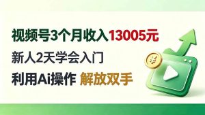 (19807期)视频号3个月收入13005元, 新人2天学会入门, 利用Ai操作 解放双手!-优优云网创