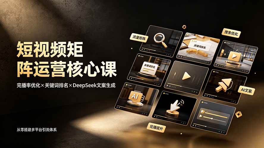 (19259期)短视频矩阵运营核心课:完播率优化×关键词排名×DeepSeek文案生成,从零搭建多平台引流体系 (19259期)短视频矩阵运营核心课:完播率优化×关键词排名×DeepSeek文案生成,从零搭建多平台引流体系