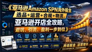 亚马逊Amazon SPN海外掘全，选品+运营+合规+物流，亚马逊开店全攻略，避坑、引流、盈利一步到位-优优云网创