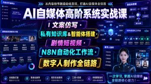 AI自媒体高阶系统实战课|文案仿写・私有知识库&智能体搭建・剧情短视频・N8N自动化工作流・数字人制作全链路-优优云网创