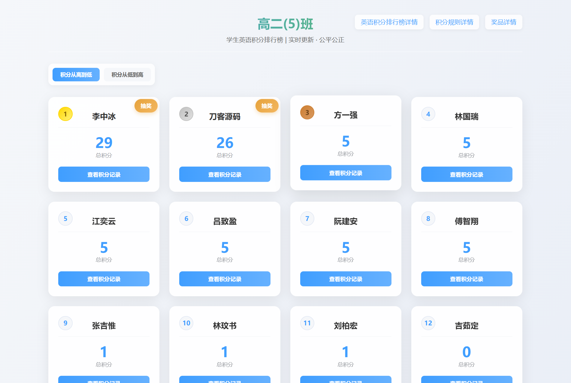 班级学生平时表现记录 积分抽奖系统源码 全开源-优优云网创