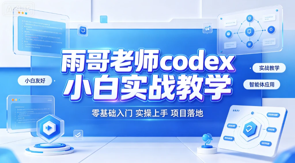 【精】雨哥老师codex小白实战教学，零基础入门实操上手、项目落地-优优云网创