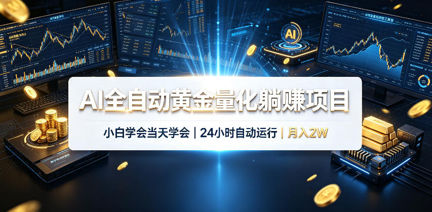 AI全自动黄金量化躺賺项目,小白学会当天学会,24小时自动运行,月入2W!【揭秘】-优优云网创