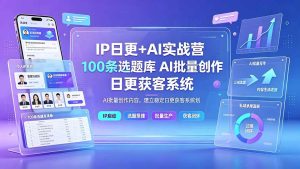 (19353期)IP日更+AI实战营:IP置顶视频制作×100条选题库搭建×10条日更规划,AI批量创作内容,建立稳定日更获客系统-优优云网创