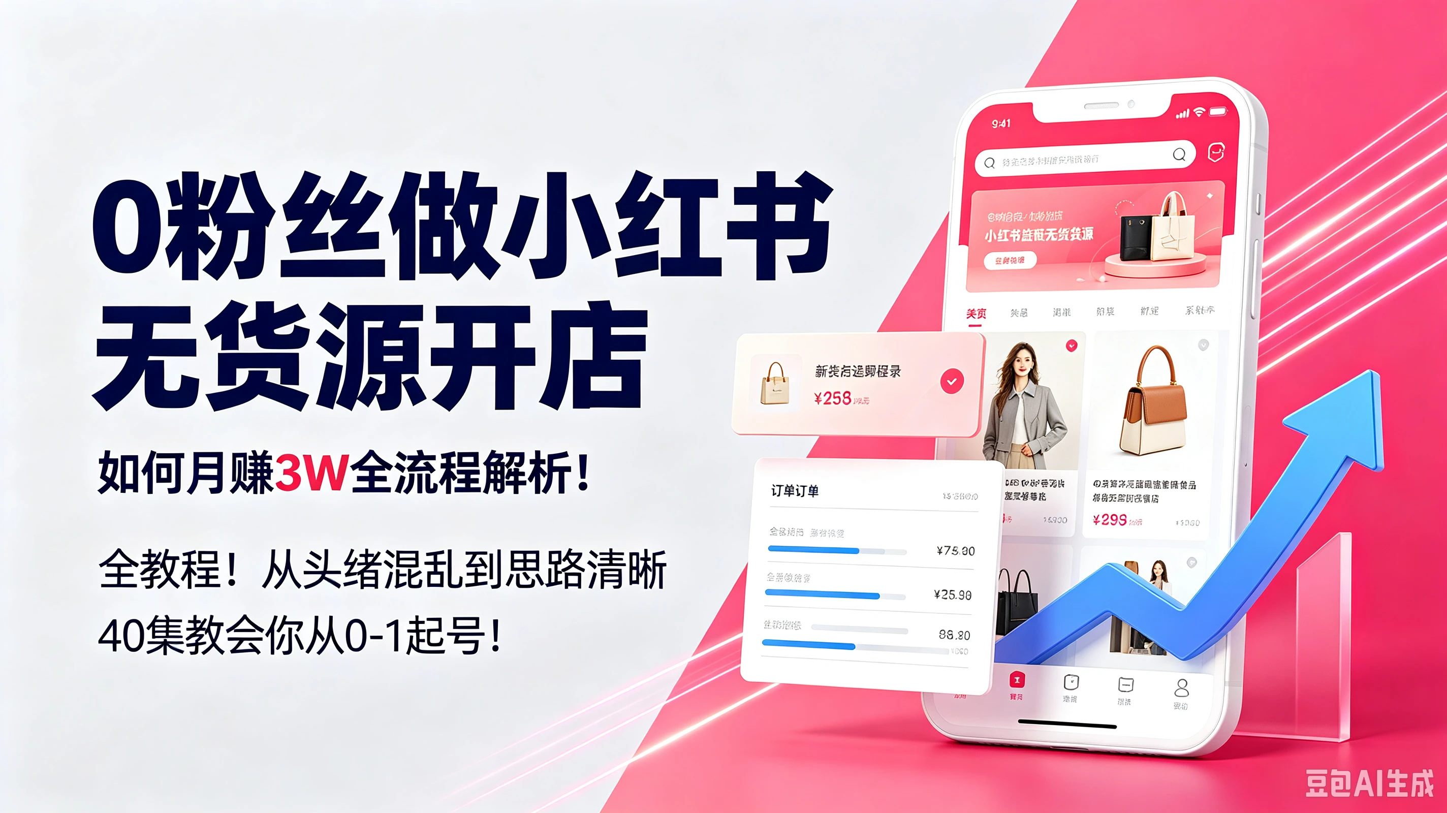 【精】0粉丝做小红书无货源开店,如何月赚3W全流程解析!全教程!从头绪混乱到思路清晰40集教会你从0-1起号!-优优云网创