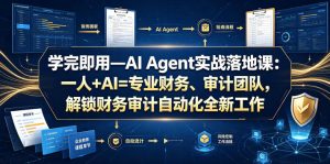 学完即用—AI Agent实战落地课:一人+AI=专业财务、审计团队,解锁财务审计自动化全新工作模式(更新0804)-优优云网创