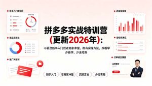 (19724期)拼多多实战特训营(更新2026年):不管是新手入门或老商家冲量,都有实操方法,跟着学,少走弯路-优优云网创