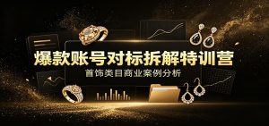 爆款账号对标拆解特训营:首饰类目商业案例分析,配套完整资料内容-优优云网创