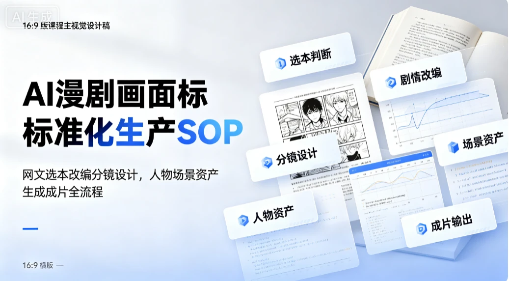 【精】AI漫剧画面标准化生产SOP：网文选本改编分镜设计，人物场景资产生成成片全流程-优优云网创