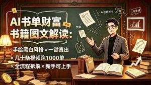 (19515期)AI书单财富书籍图文解读:手绘黑白风格×一键直出×几十条视频跑1000单×全流程拆解×新手可上手-优优云网创